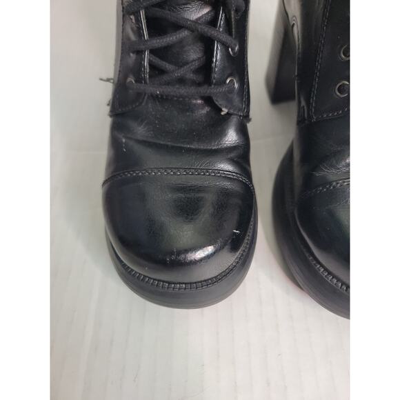 VGT No Boundaries 90s Y2K Black Chunky Platform Heel Boots Lace Up 7 Goth Grunge - Picture 3 of 14